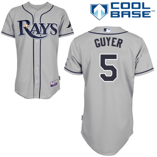 Brandon Guyer #5 MLB Jersey-Tampa Bay Rays Men's Authentic Road Gray Cool Base Baseball Jersey